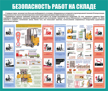 С67-2 Охрана труда при работе на складе. Погрузчики (1000х1200 мм, пластик ПВХ 3мм, Прямая печать на пластик) - Стенды - Охрана труда на складе - ohrana.inoy.org